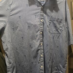 CHAPS Men's XXL Blue Short Sleeve Palm Tree Print